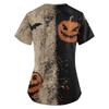Women's Printing Uniform Work Uniform V-neck Pockets Basic Short Sleeve Pullover Top