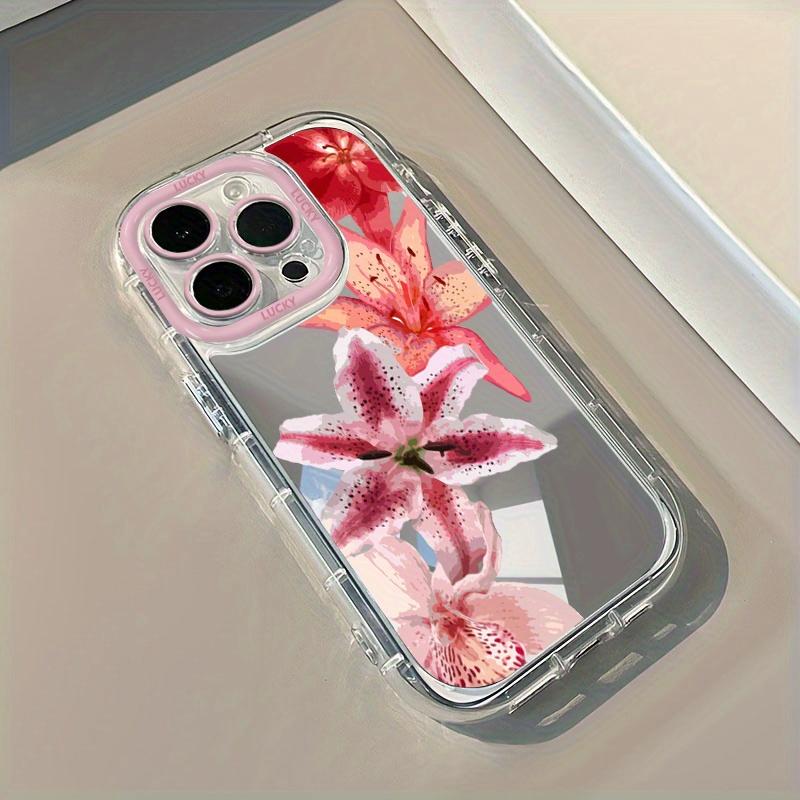 Three Red Hibiscus Flowers Fashion Mirror Phone Case For iPhone 17 16 15 14 13 12 11 Pro Max 7 8 Plus XR X XS Max 16E 17E Cover