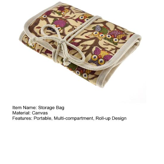 Crochet Hook Organizer Roll-Up Storage Bag Foldable Multi-Compartment Crochet Hook Case for Crochet Knitting Accessories