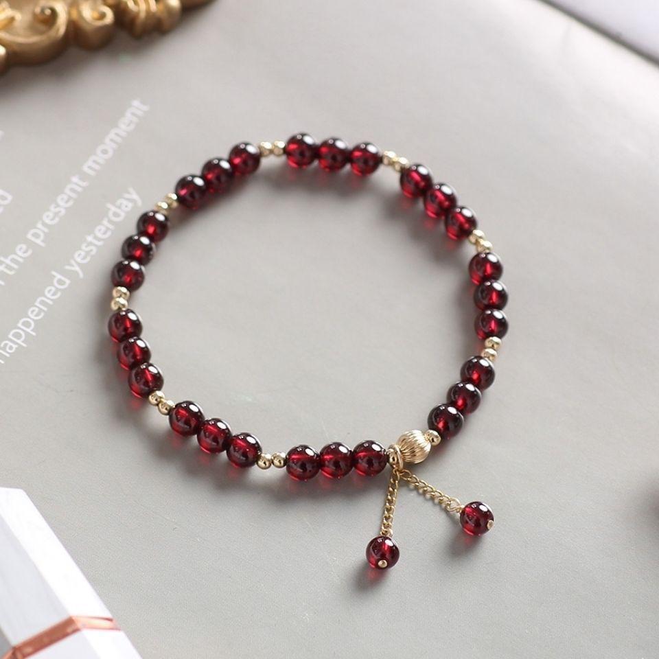 Elegant Crystal Garnet Bracelet for Women - Light Luxury Design, Perfect As a Best Friend or Student Gift