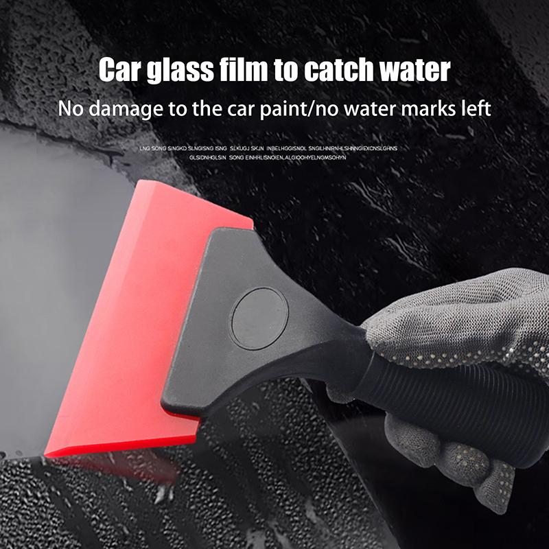 Rubber Scraper For Car Glass Plastic Handle Squeegee Window Tint Tool Water Wiper Mirror Cleaning Water Blade Car Accessories