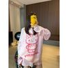 Korean Pink Sweet Wind Kitty Pajamas Women's 1011 Summer Long-sleeved Shorts Loungewear Suit Can Be Worn Outside Ins
