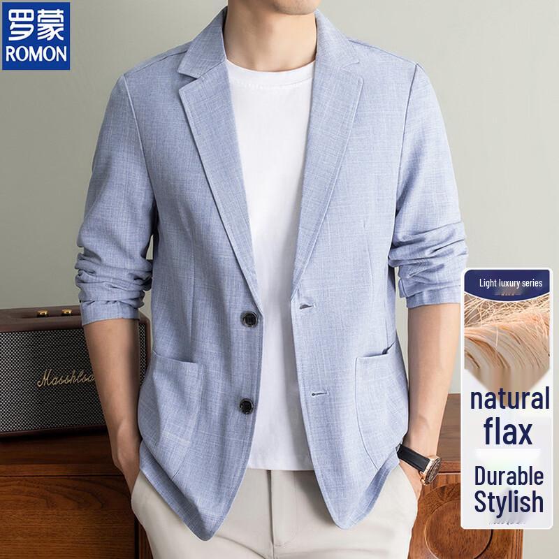 ROMON Men's Linen Blend Casual Blazer