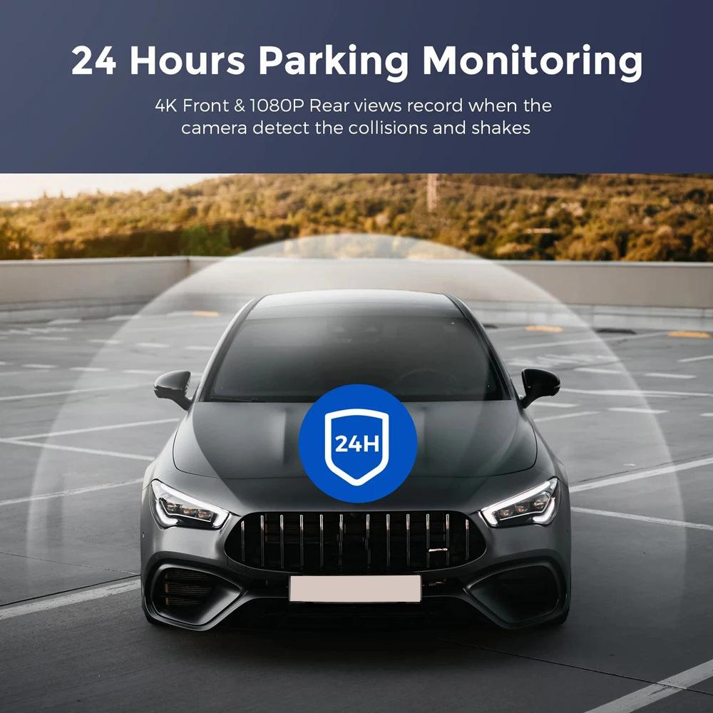4K+1080P Front and Rear Driving Recorder Super Night Vision HD Dash Cam with Screen for Cars 2.4G WiFi Dash Camera Loop Recording Car Recorder