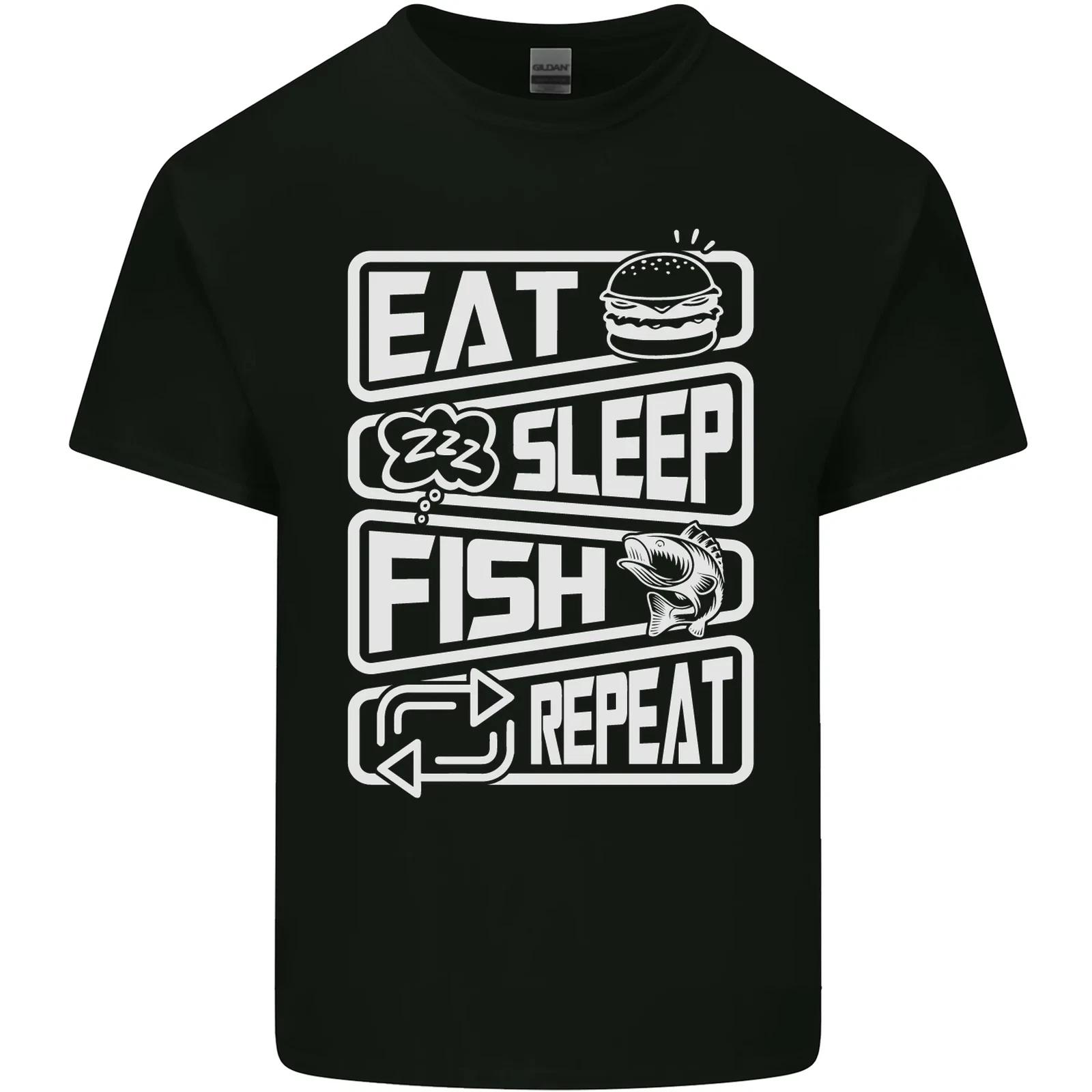 Eat Sleep Fish Funny Fishing Fisherman Kids T-Shirt Childrens 2XL