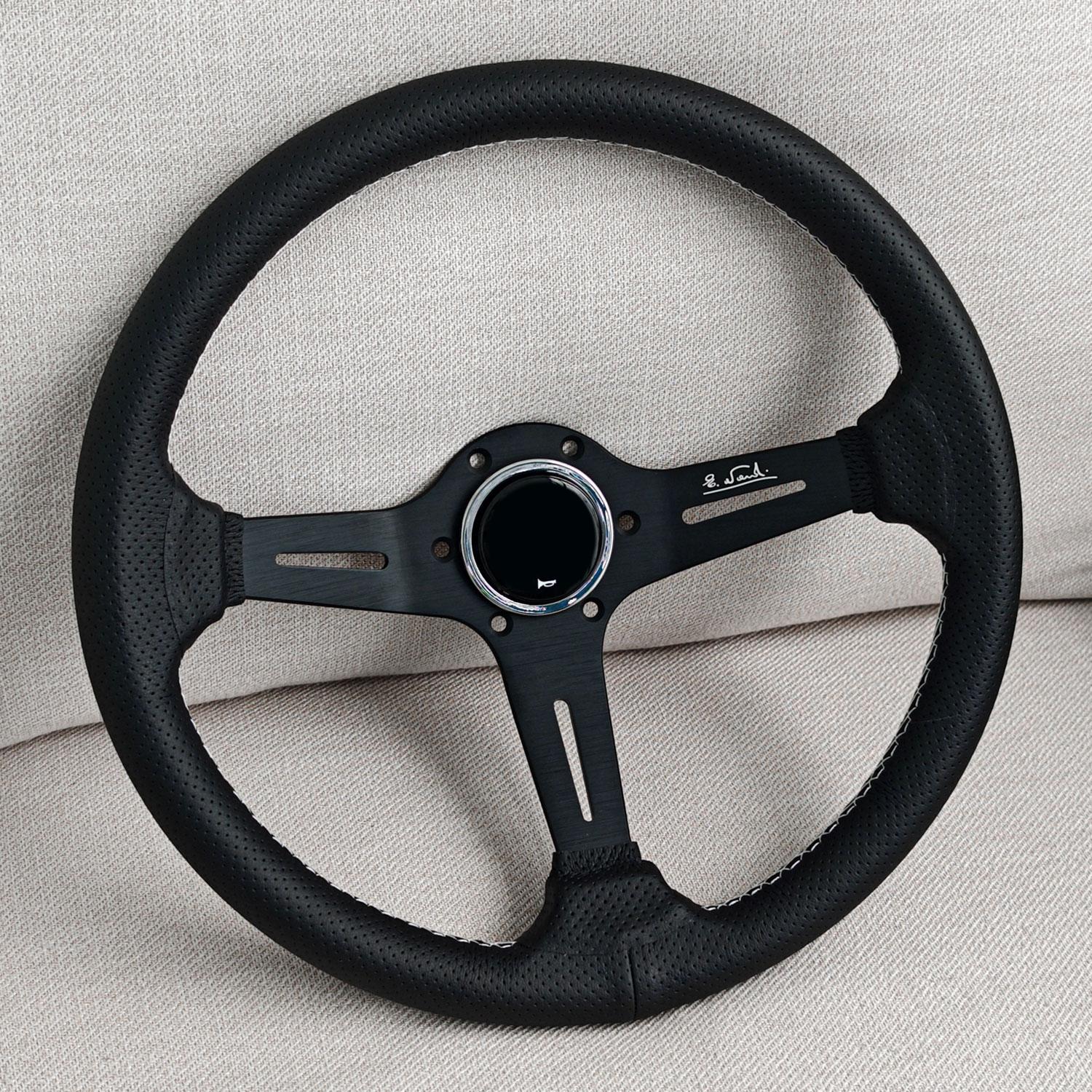 Universal 14inch Racing Leather Steering Wheel Deep Dish Drift Sports Steering Wheel Car Accessories белый