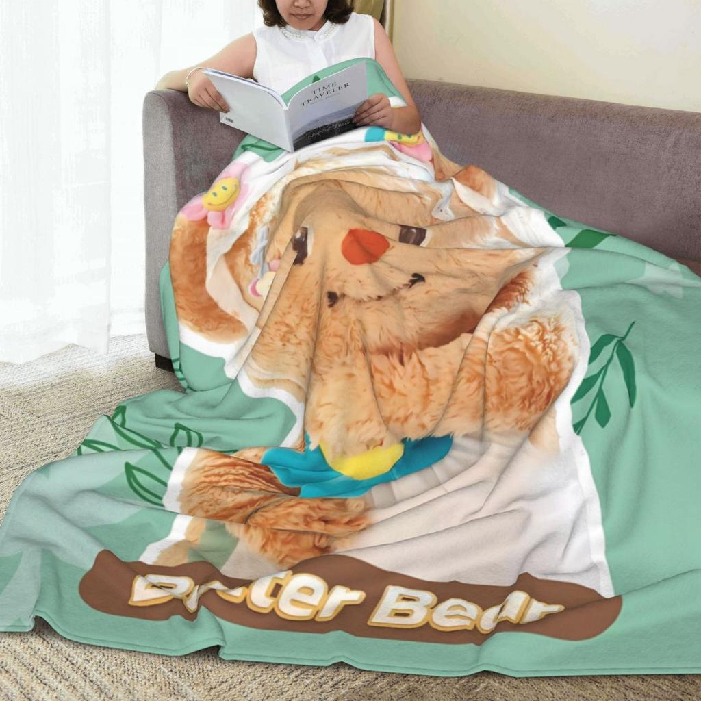ButterBear Flowers Warm Soft Blankets Decorative Plush Throw Blanket Funny Outdoor Flannel Bedspread Sofa Bed Cover