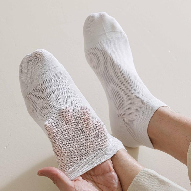 Men's Summer Stockings - Perforated Mesh Breathable Sweat-absorbing Thin Style Boat Socks, Solid Color, Boneless Short Socks