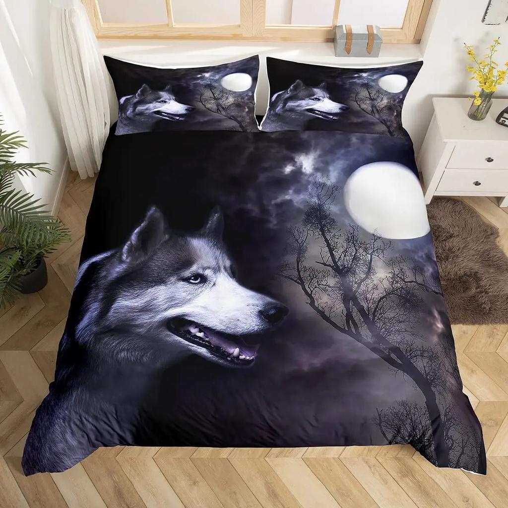 Seawater Bright Moon At Sea Starry Night Sky Galaxy Summer Hawaiian Holiday Comforter Cover,Deep Ocean Duvet Cover,Bedding Set