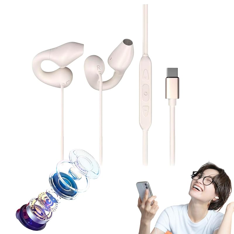 

DearJapan [2025 Improved mid-bass ear cuff] open year earphones wired ear hook don t cover your ears Not easy to get stuffy Does not interfere with