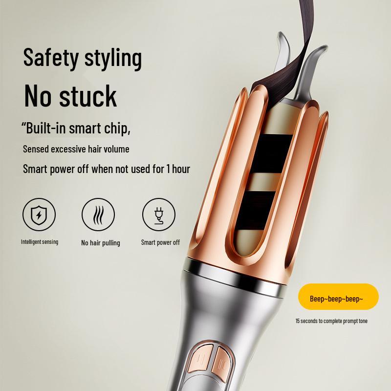 32mm Automatic Curling Iron for Big Waves - Gentle on Hair, Water Ripple Design, Electroplated Curler for Easy Styling.
