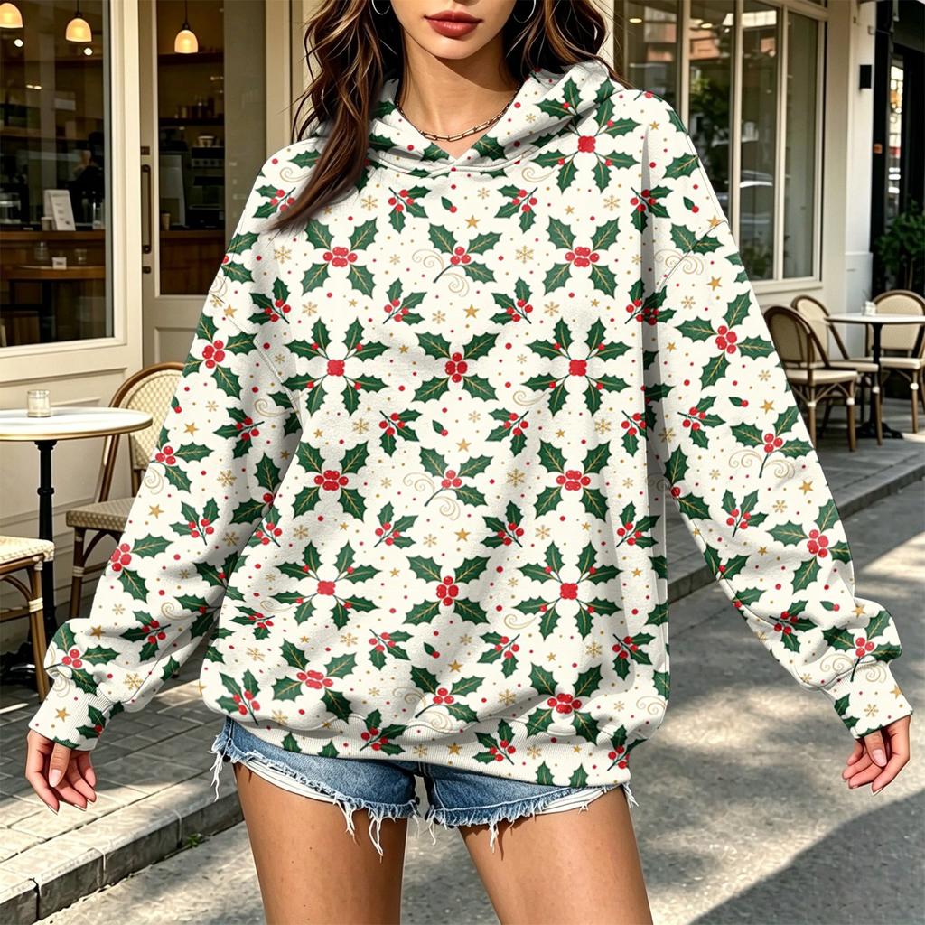 Women's Polka Dot Lightweight Hoodie, Trendy Casual Hooded Sweatshirt for Everyday Wear