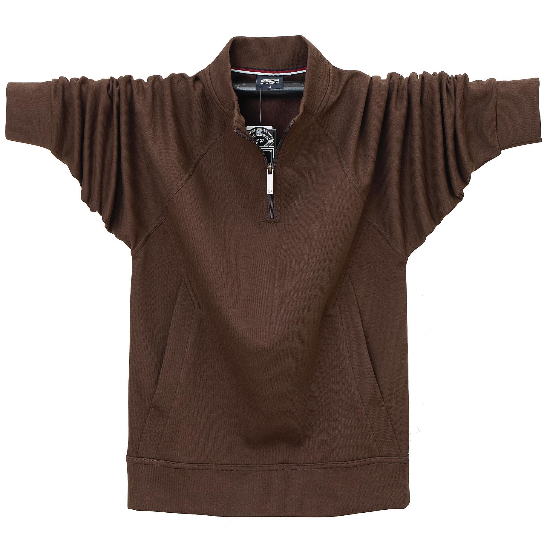 

Корейская версия новой мужской теплой повседневной спортивной футболки с отложным воротником на молнии, свободного кроя, с легкой мягкой дышащей хлопковой тканью, устойчивой к сминанию, и карманами XXXL