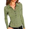 Women's Fashion Casual Printed V-Neck Long Sleeve Button-Down Top