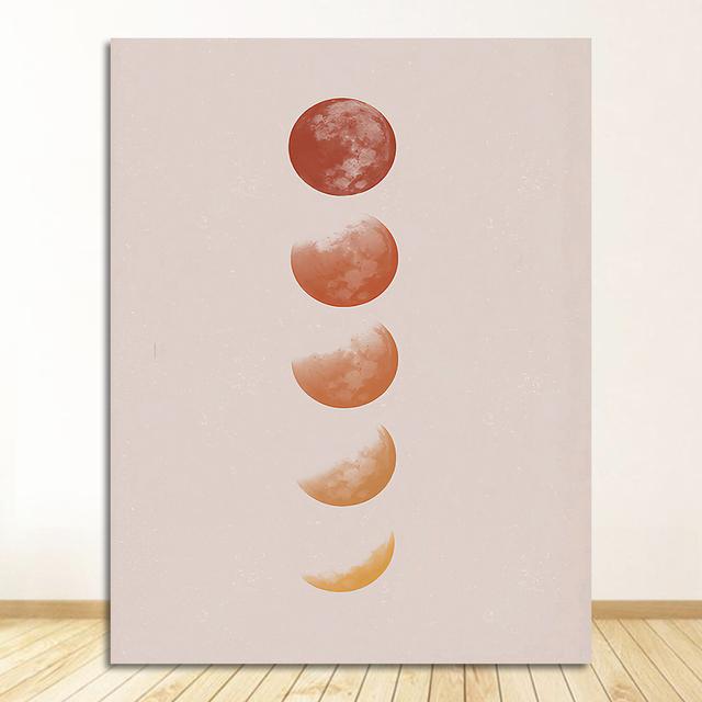 Retro Wall Art Canvas Painting Nordic Posters And Prints Wall Pictures For Living Room Decor Line Girl Plant Moon Quote Abstract