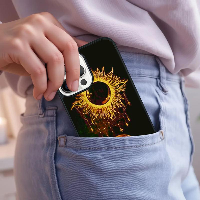 Indian Hand Holding Sun Moon Face Couple Phone Case For iPhone 17 Air 15 16e 14 13 Pro Max Coque 12 11 Pro Max PLUS Cover