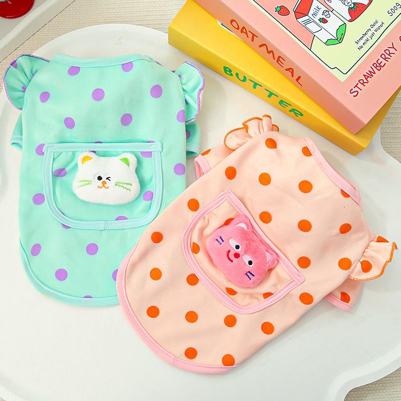 Puppy Dog Clothes Spring and Autumn Thin Velvet Shirt Casual Breathable Teddy Bigbear Pomeranian Puppy Small and Medium Dogs Cat