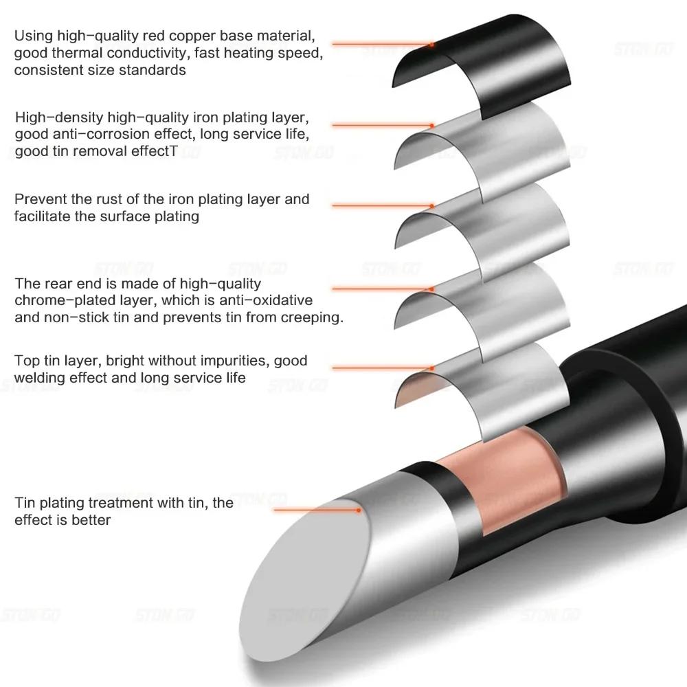 Iron Head Solder Tip Black Alloy Coating for 900M 936 937 938 969 8586 852D Soldering Iron Tips