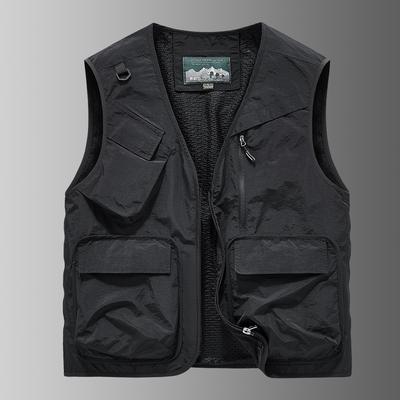 Casual Men's Multi Pocket Vest Sports Casual Vest Outdoor Fishing Top Men's Vest
