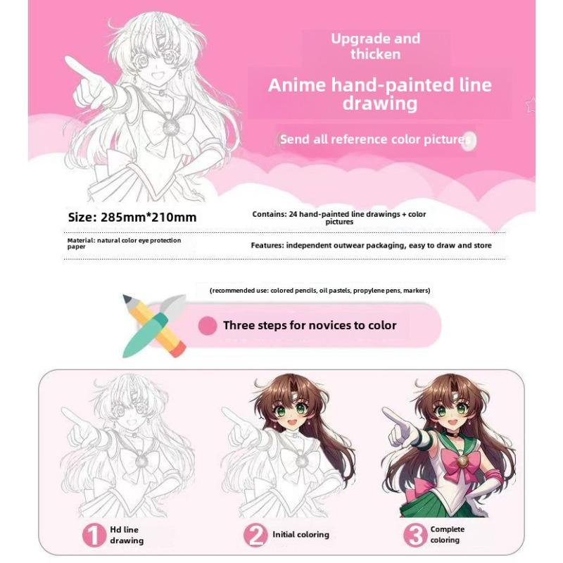 Sailor Moon Characters Colorful Cartoon Art Book for Drawing and Improving Your Skills