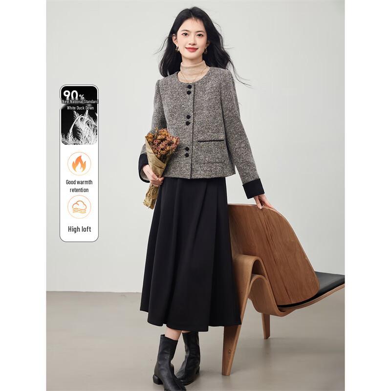 Women's Chic Wool Down Jacket & Skirt Set