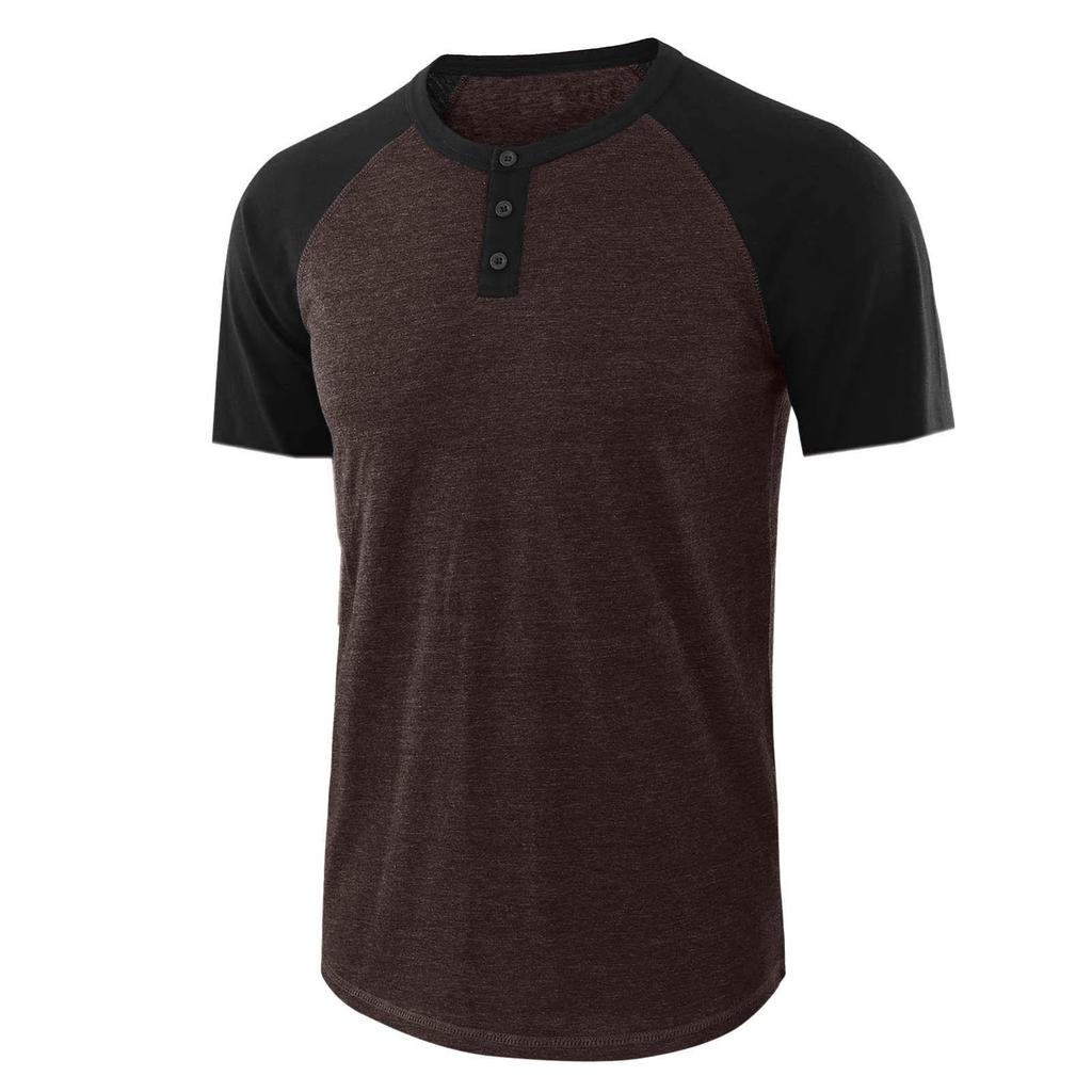 Men Spring Summer Casual Slim Patchwork Short Sleeve T Shirt Top Blouse