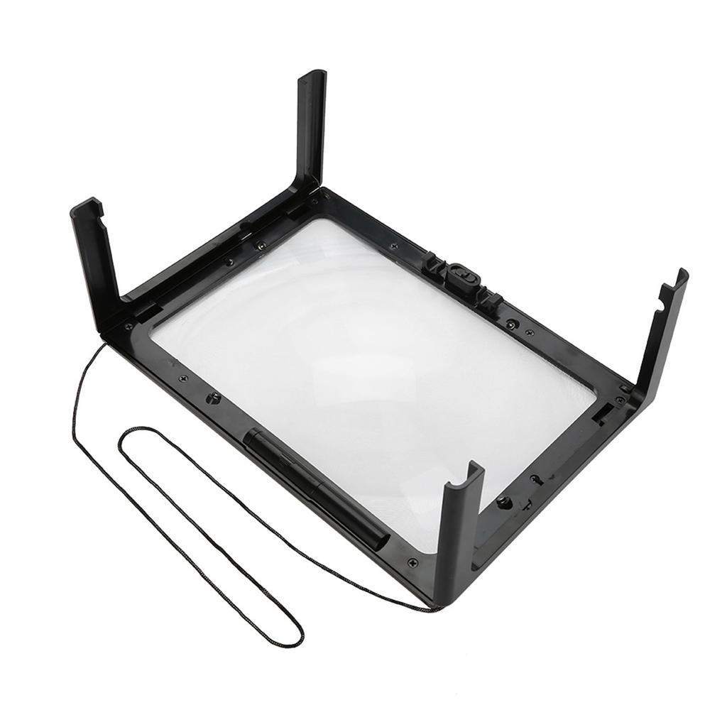 Foldable Ultrathin A4 Full Page Magnifying Glass with 3X Magnifier 4 LED Lights for Reading