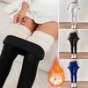 Winter Leggings High-Waisted Straight Leg Pants with Velvet Lining Solid Color Body Shaping Women Leggings