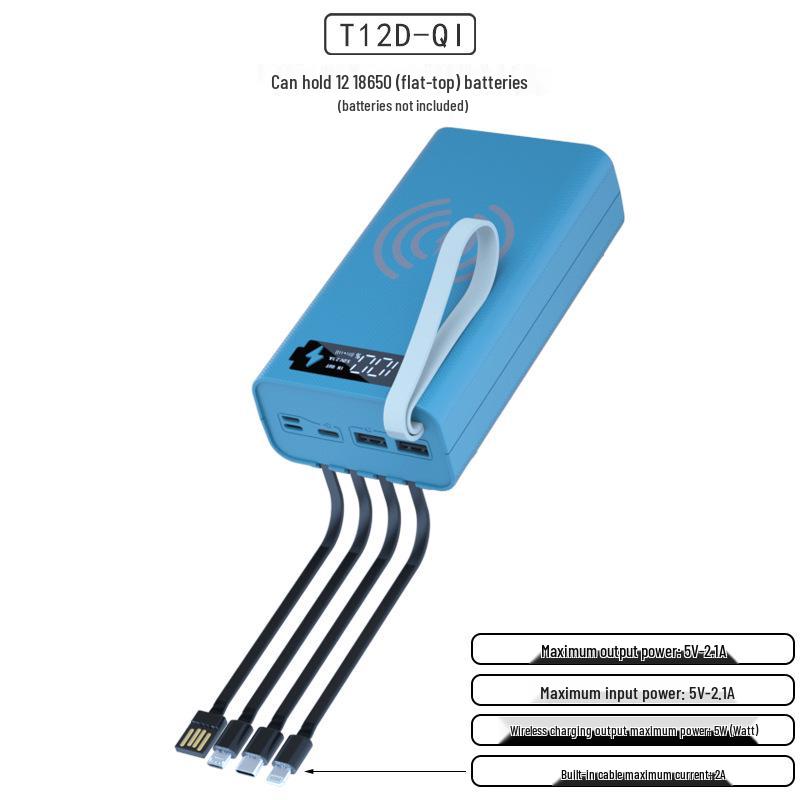 Solderless 4-Wire 12-Section 18650 Power Bank Kit with Ultra-Fast Disassembly
