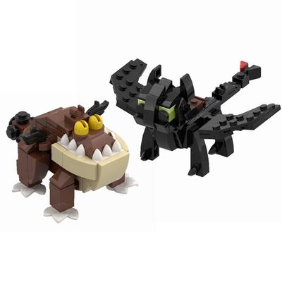 MOC Creative Cute Animals Train Dragon Furyeds Gronckleeds Model Building Blocks Kids Toys for Gifts
