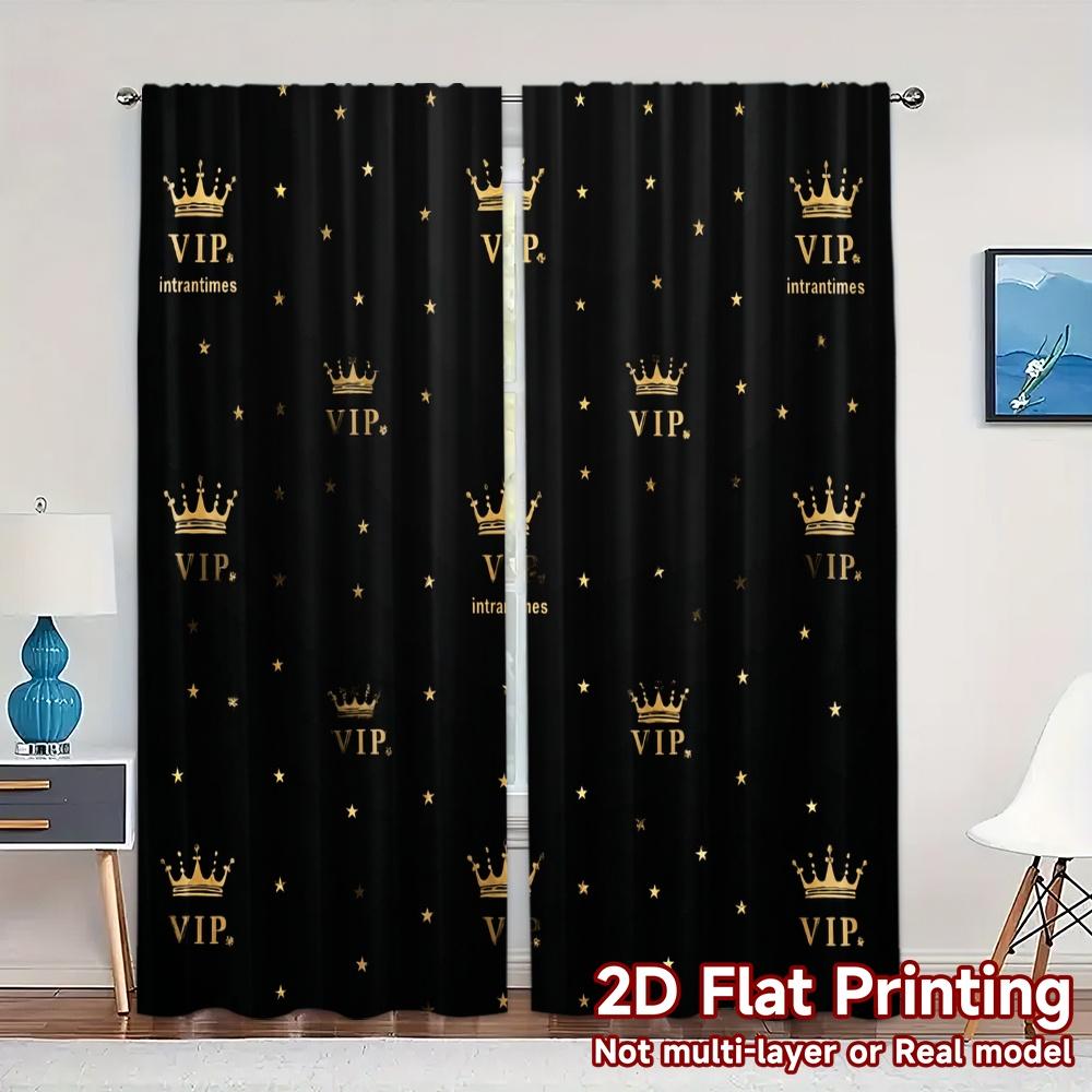

Комплект из 2 плоских печатных штор без карниза Royalvipstyle Шикарные Универсальные Полиэстеровая штора Полупрозрачные Готовые W100*H70(CM)-Rod Pocket&2PCS