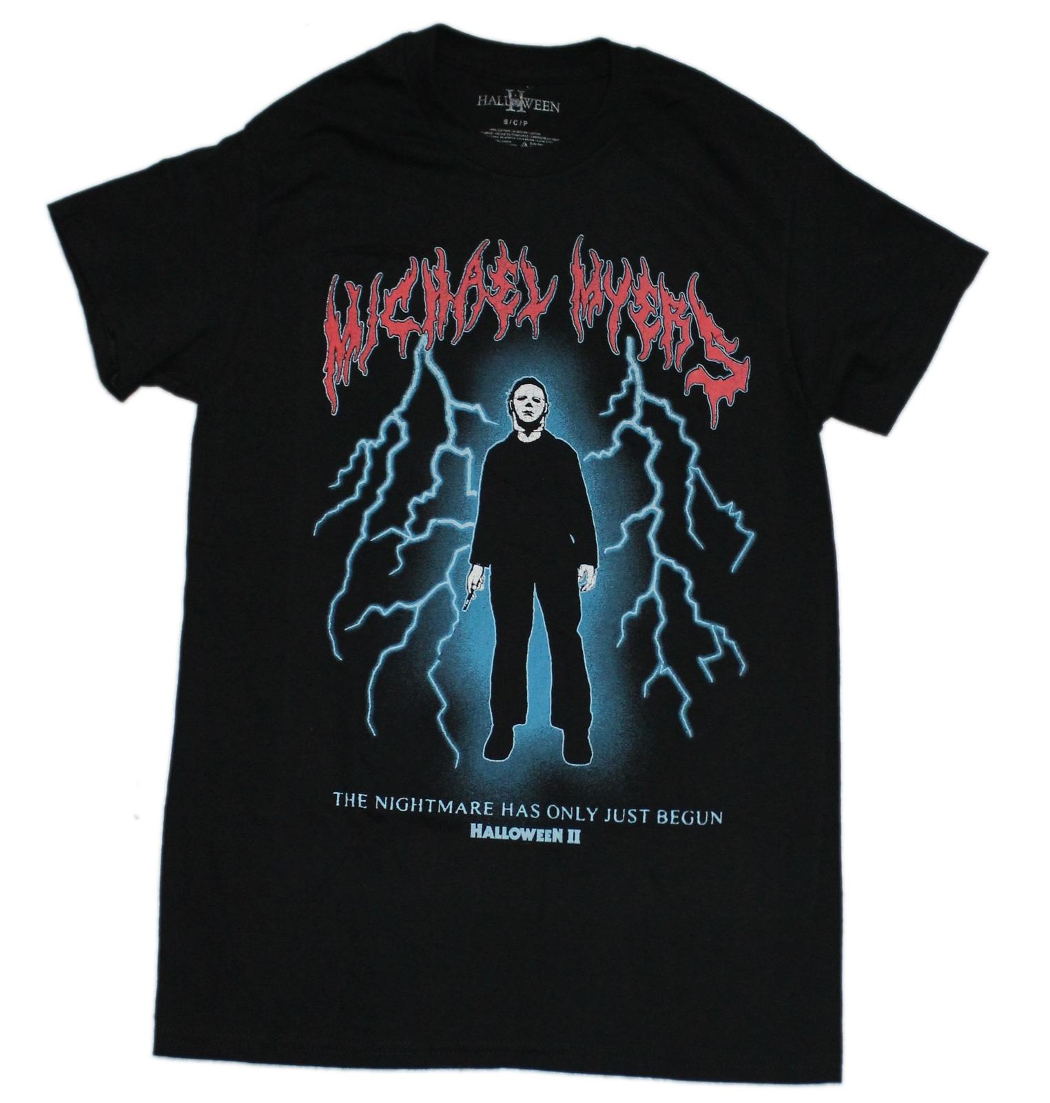 Halloween New Adult T-Shirt - Michael Myers Standing in Blue Lightning XXXXL