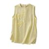 European-Style Floral Embroidered Cotton Linen Sleeveless Top for Women