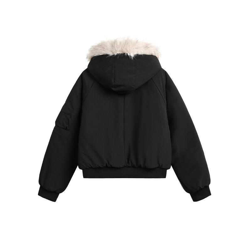 Winter Thickened Warm Fur Collar Hooded Cotton Jacket for Men and Women American Street Trend Loose Short Cotton Jacket