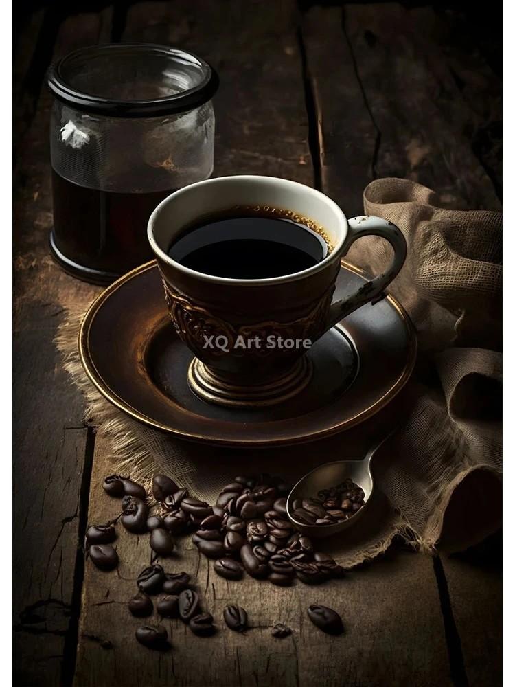 Vintage Coffee Beans Coffee Time Posters Prints Canvas Painting Wall Art Pictures For Kitchen Shop Room Decor Frameless Gifts