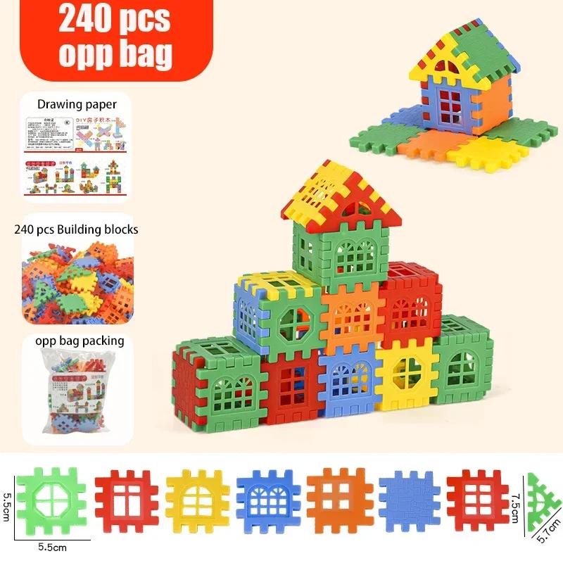 Non-Toxic Children Building Houses Building Blocks Assembling Toys Puzzle Large Particle Blocks Wall And Window Models Puzzle For Kids Toy