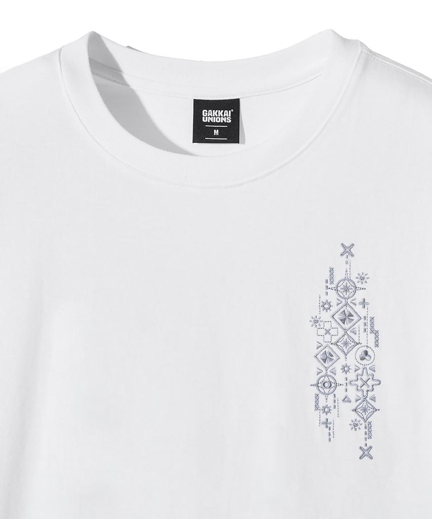 GAKKAI UNIONS Sunshine Embroidered Short Sleeve T-Shirt White