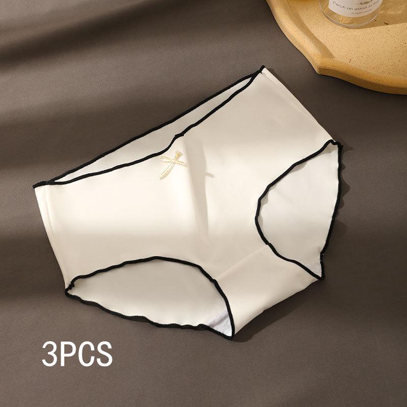 3pcs Women's Ice Silk Seamless Triangle Underwear with Low Waist Briefs