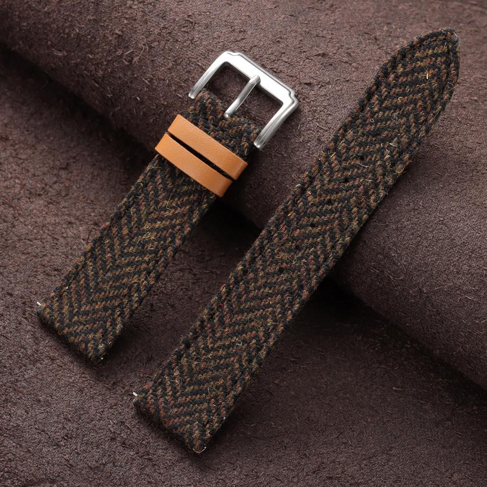 18mm 20mm 22mm Genuine Leather Nylon Watch Straps for Men Women Vintage Woven Wristwatch Band Quick Release Watch Band for Casio 18mm&Silver Buckle коричневый