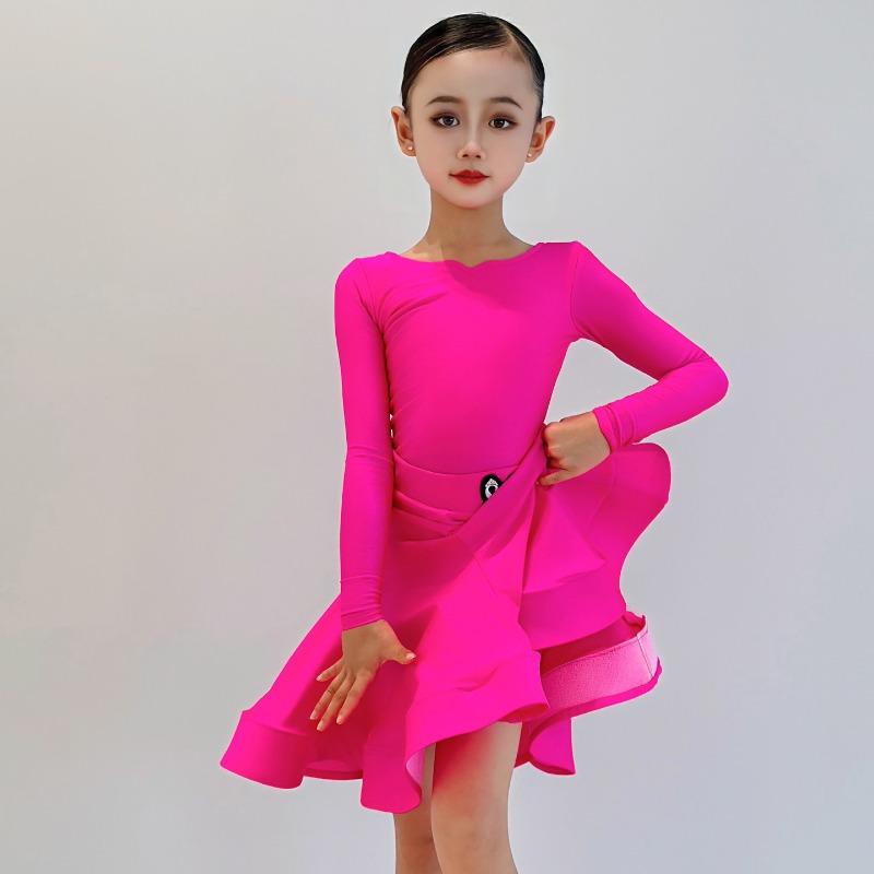 Pearlescent Children s Latin Dance Competition Costume, Professional Performance Outfit for Girls Standard Dance Exams 110 розовый