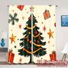 2pcs  Curtains Christmas Tree Baubles Festive_a (3) Chic Curtain Cloth 100% Polyester Curtains All Seasons Decorative for