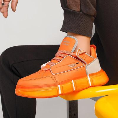 Original Orange Platform Sneakers Men Hot Trendy Leather Men's Leather Sneakers Casual Street Designer Skateboard Shoes For Men