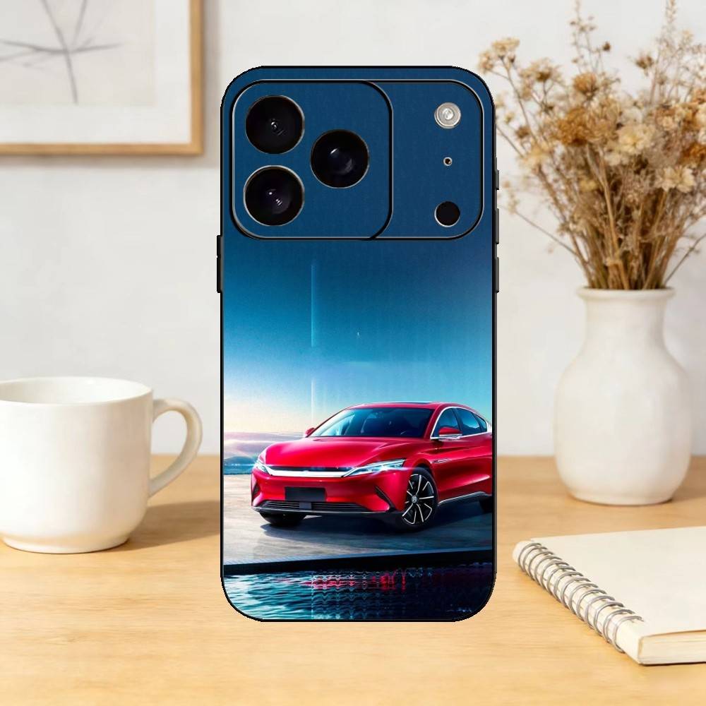 E-Electric Car BYD Phone Case For iPhone 17,16,15,14,13,12,11 Plus,Pro Max,SE4Soft Silicone Black Cover