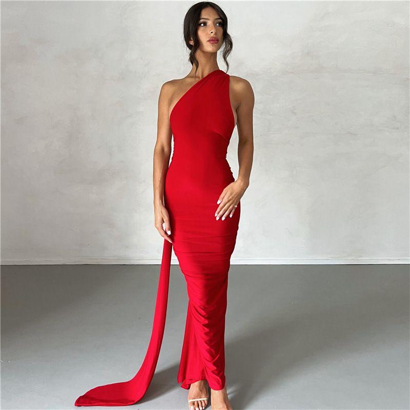

Bare Back One-Step Skirt Summer New Arrival Slim-Fit Evening Dress Red S