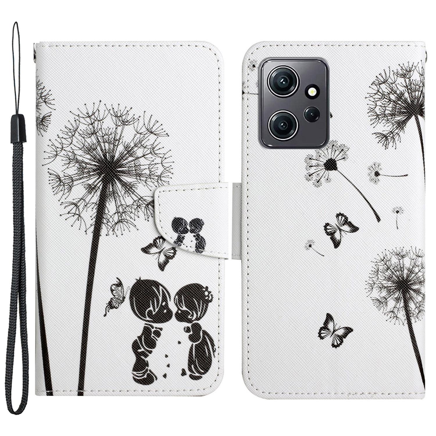 

For Xiaomi Redmi Note 12 4G PU Leather Flip Cover Pattern Printing Protective Wallet Case with Strap Dandelion