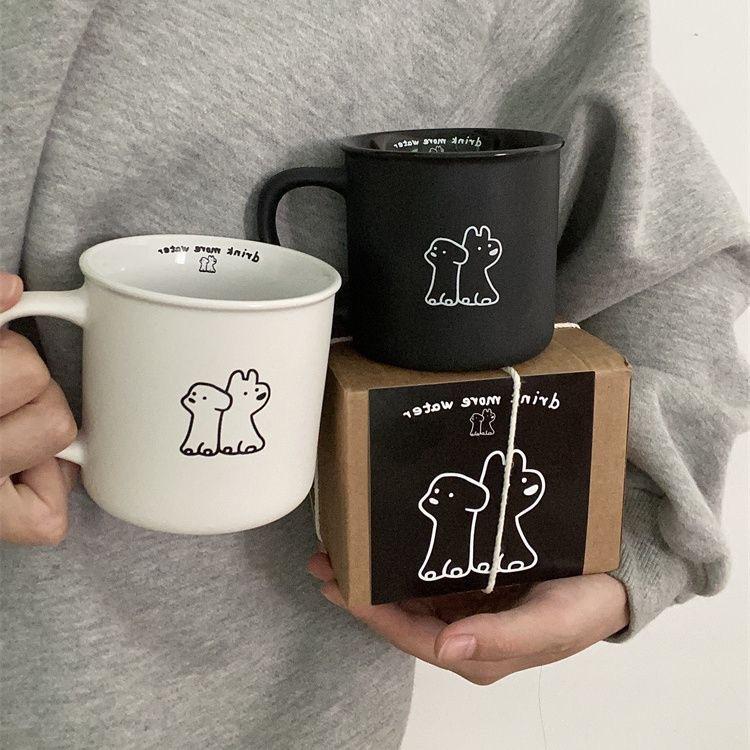 Water Cup Dog Pattern Cup for Boyfriend Personalized Mug with Lid Couple Water Cup Home Dormitory Cup