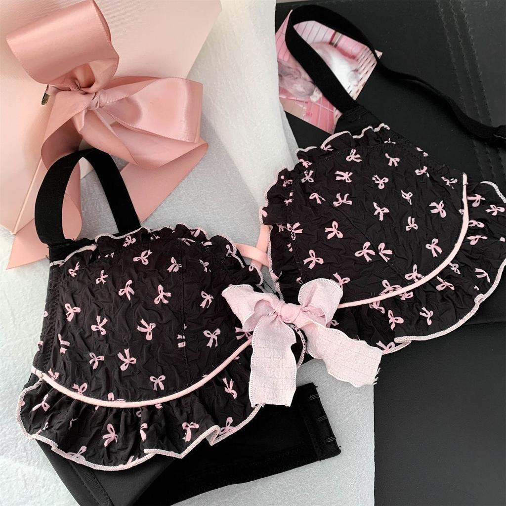 Women Black Pink Bras Cute Design Girls Underwear Push Up Sexy Bras Fashion Backless Sling Lace Lingerie