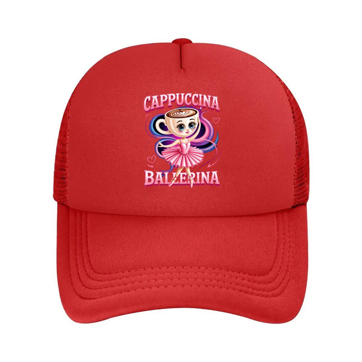 Cute Cappuccina Ballerina Cartoon Graphic  Mesh Baseball Cap Hip Hop Adjustable