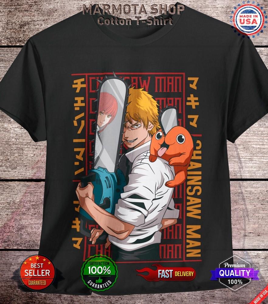 

Makima Chainsaw Man Denji Shirt Anime Tee T-Shirt Pochita Horror Manga Otaku S