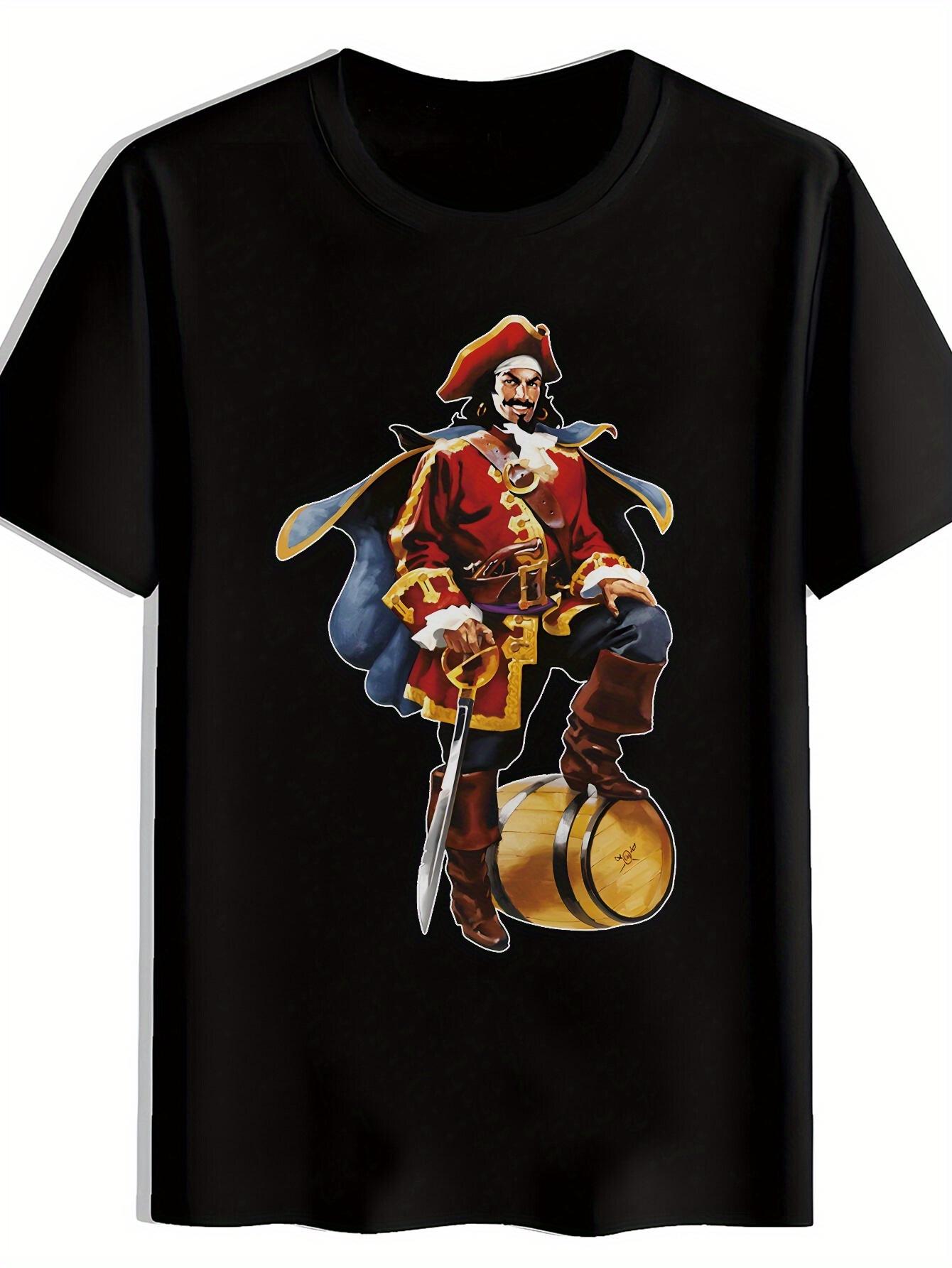 

Heavy Metal Band Graphic T-shirt - Pirate DESIGN Tee - Black Round Neck Short Sleeve Shirt for Concerts S